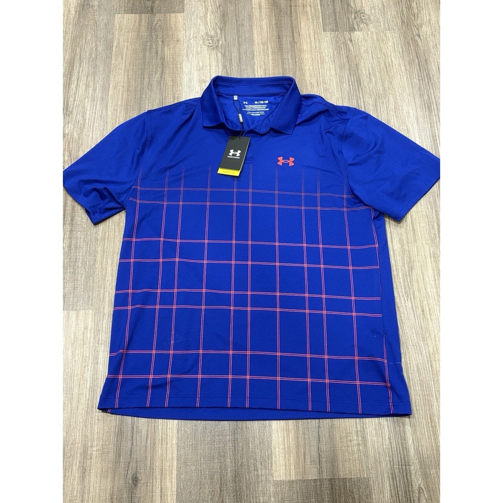 Under Armour The Performance Short Sleeve Polo Plaid NWT‎ Mens size XL - Picture 2 of 9